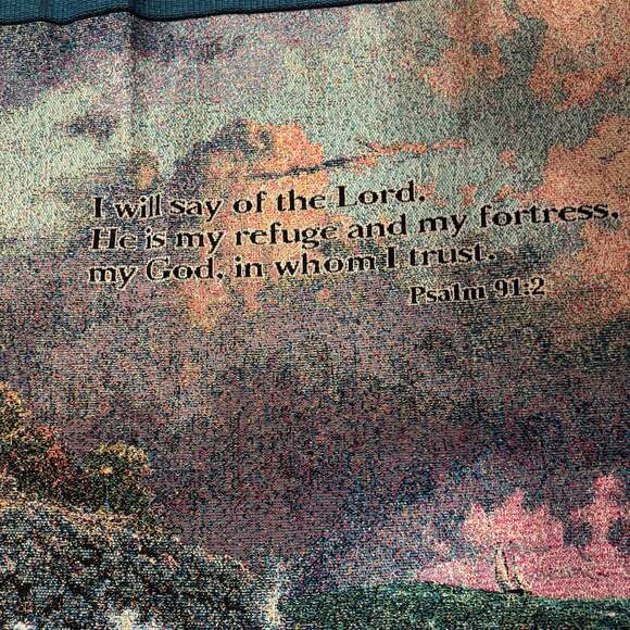 Thomas Kincaid Fringed Cotton Throw Afghan Tapestry Blanket 48”x58” - Picture 4 of 5